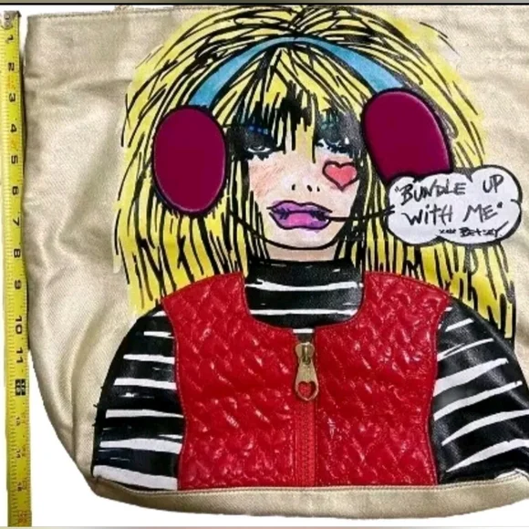 Betsey Johnson Rare Vintage "Bundle Up With Me" Gold Tote Bag | GUC - Picture 7 of 16